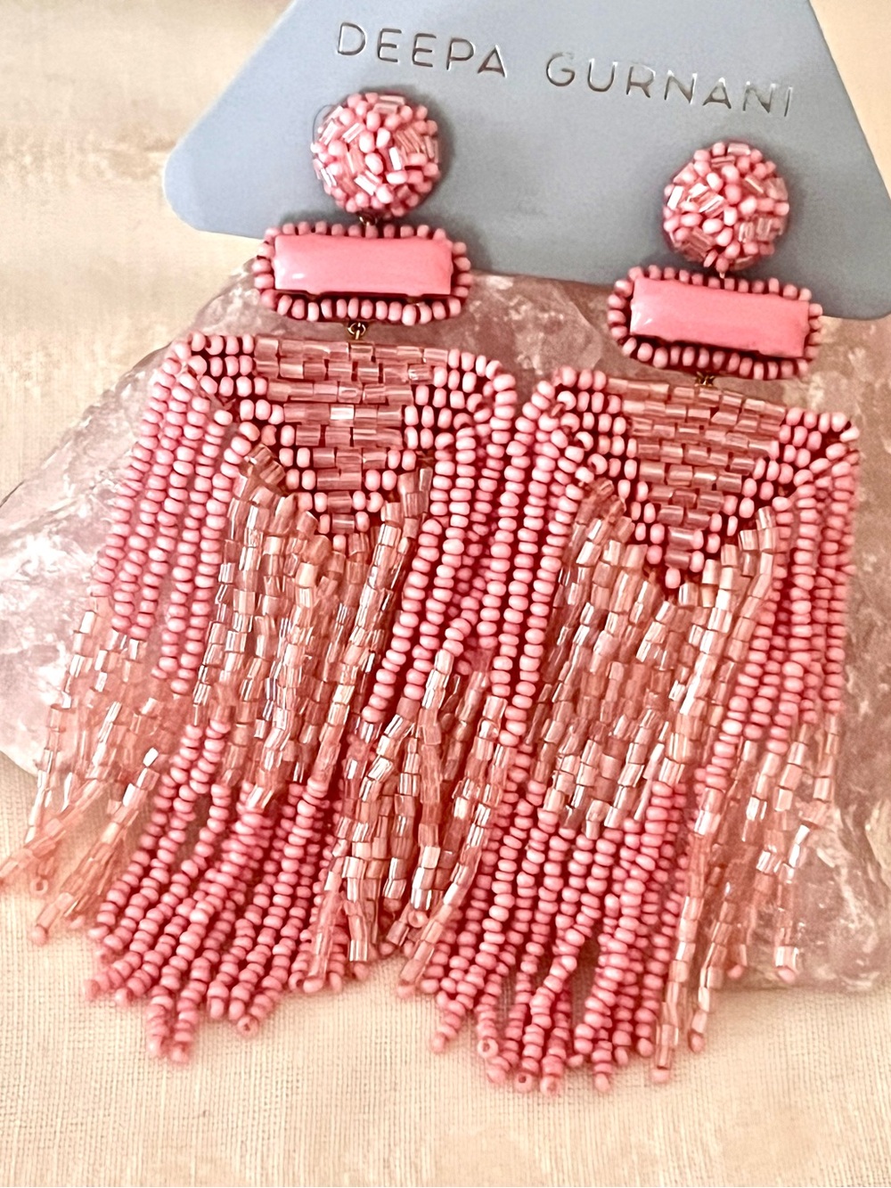 NWT Deepa Gurnani Beaded Fringe Chandeliers - Picture 4 of 16